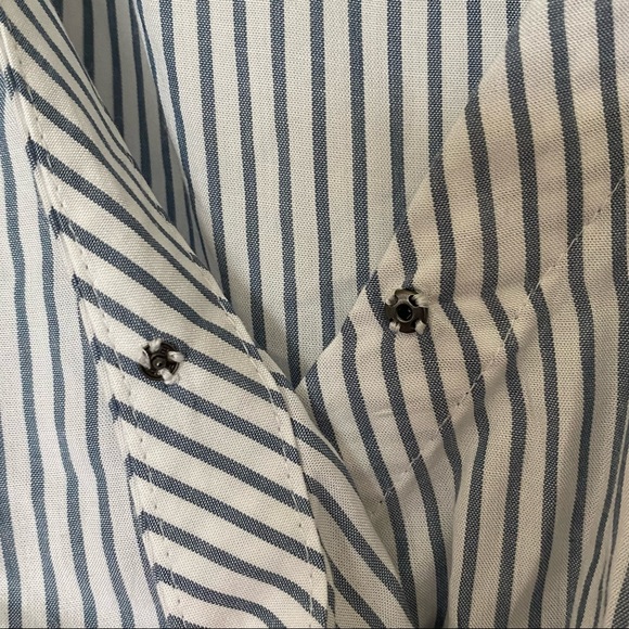 NWOT Loft Long Sleeve Wrap Peplum Striped Blouse BLUE/WHITE - SIZE M - Picture 8 of 11
